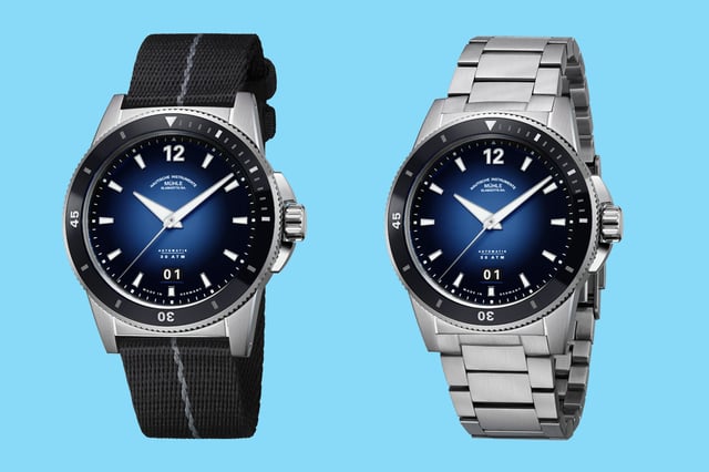 Mühle-Glashütte: Sportivo Großdatum mit blauem Verlaufszifferblatt