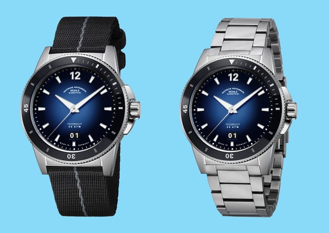 Mühle-Glashütte: Sportivo Großdatum mit blauem Verlaufszifferblatt