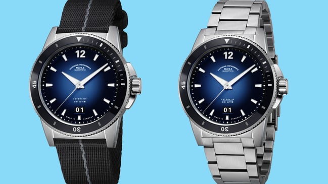 Mühle-Glashütte: Sportivo Großdatum mit blauem Verlaufszifferblatt