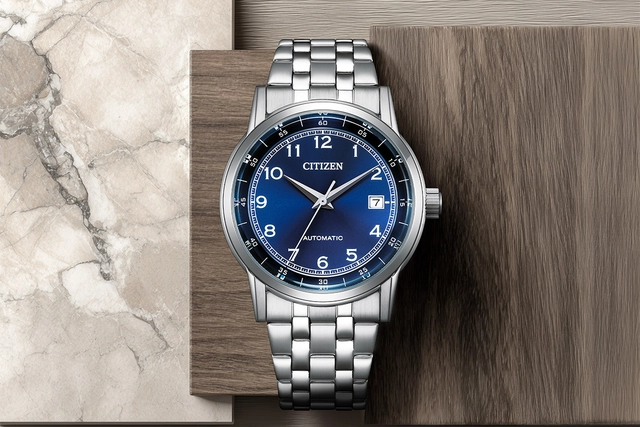 Citizen Automatik Dress Watches NJ0210-13L, Uhr, blaues Zifferblatt, Metallband