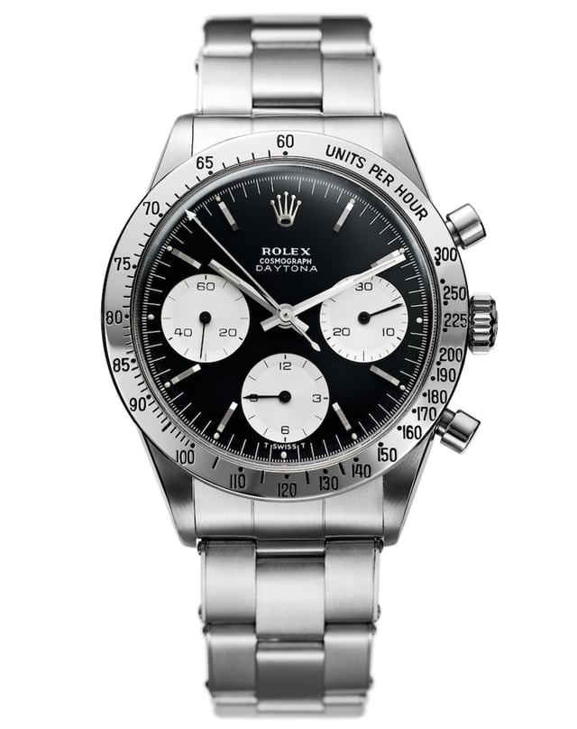 Vintage Rolex Cosmograph Daytona, Edelstahl-Chronograph mit schwarzem Zifferblatt