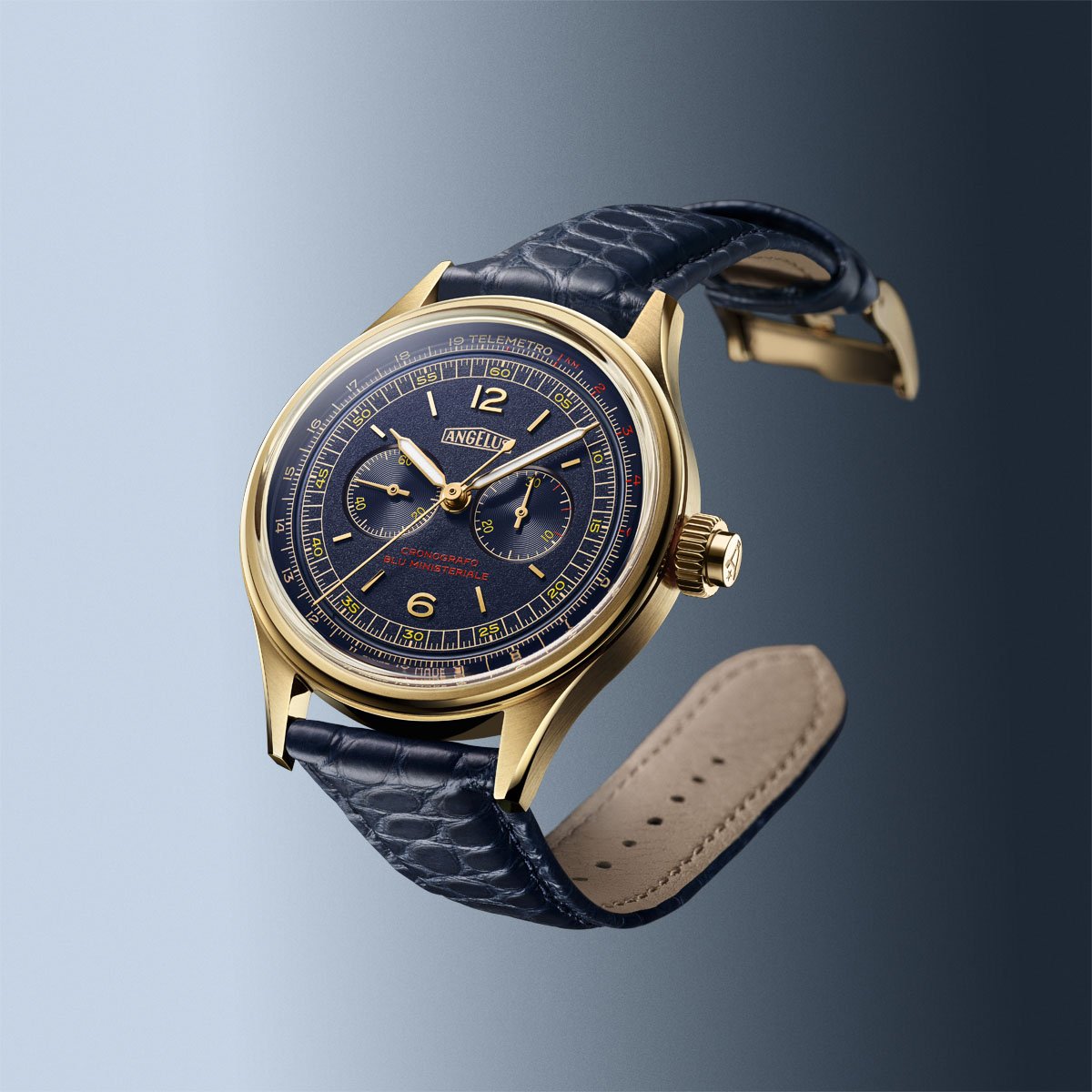 Angelus: Cronografo Blue Ministeriale in Rotgold