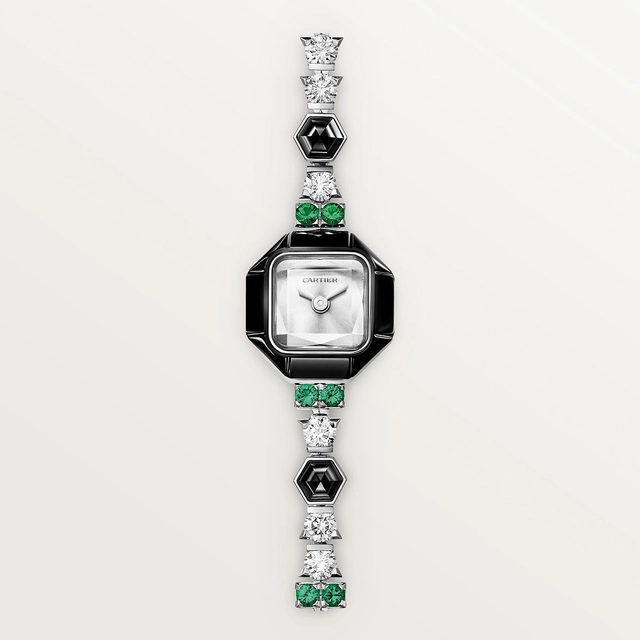 Cartier Cocktail Uhr mit Smaragd und Onyx