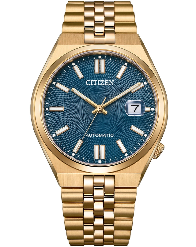 Citizen – Tsuyosa 60 Automatic, Automatikuhr in Gold mit blauem Zifferblatt