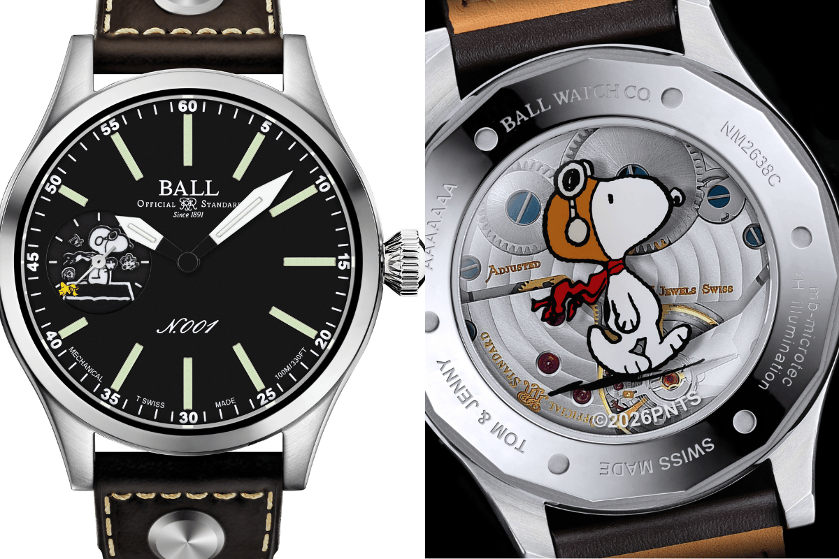 Font und Rückseite der Ball Engineer Master II Snoopy Flying Ace