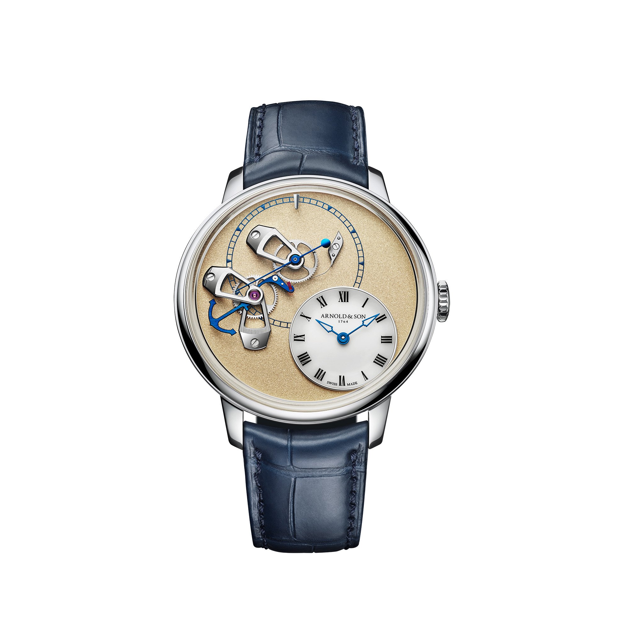 Arnold & Son: DSTB Stop-Seconds Platinum Kingsand: Frontansicht Uhr