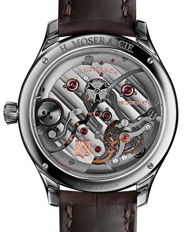 H. Moser & Cie. – Endeavour Perpetual Calendar Smoked Salmon, Luxusuhr mit ewigem Kalender und Lederband