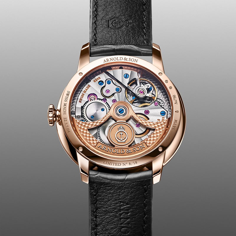 Arnold & Son: DSTB Stop-Seconds Red Gold Cliff Grey: Gehäuseboden