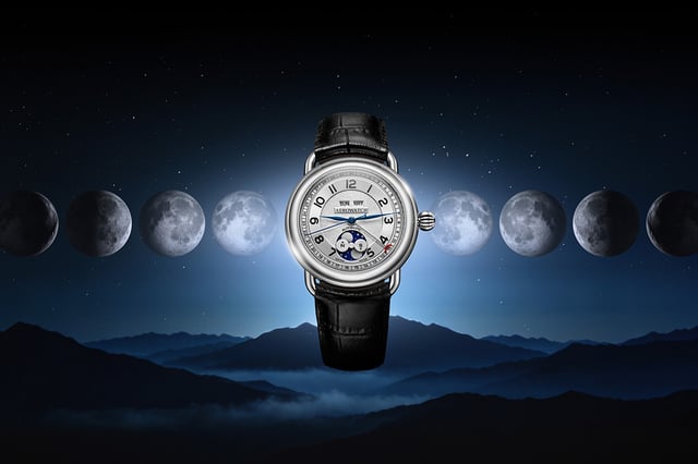 Aerowatch 1942 Calendrier Complet, 91108-AA01, Uhr vor blauem Hintergrund