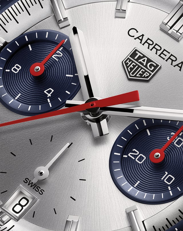 Wempe × TAG Heuer Carrera Chronograph Wempe Signature Collection, Automatik-Chronograph mit silbernem Zifferblatt und Lederband