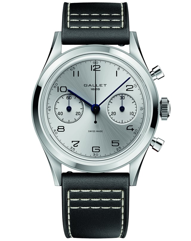 Gallet Tribute to Silverlight, Retro-Chronograph mit silberfarbenem Zifferblatt