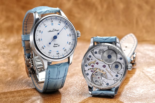 Meistersinger Edition Unitas 1Z, zwei Uhren, Frontseite und Rückansicht