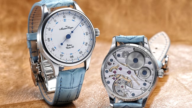 Meistersinger Edition Unitas 1Z, zwei Uhren, Frontseite und Rückansicht