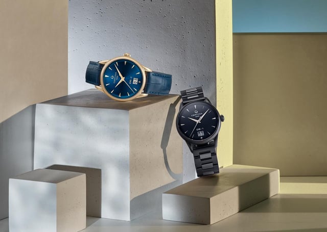 Certina DS-1 Big Date matt schwarz und vergoldet