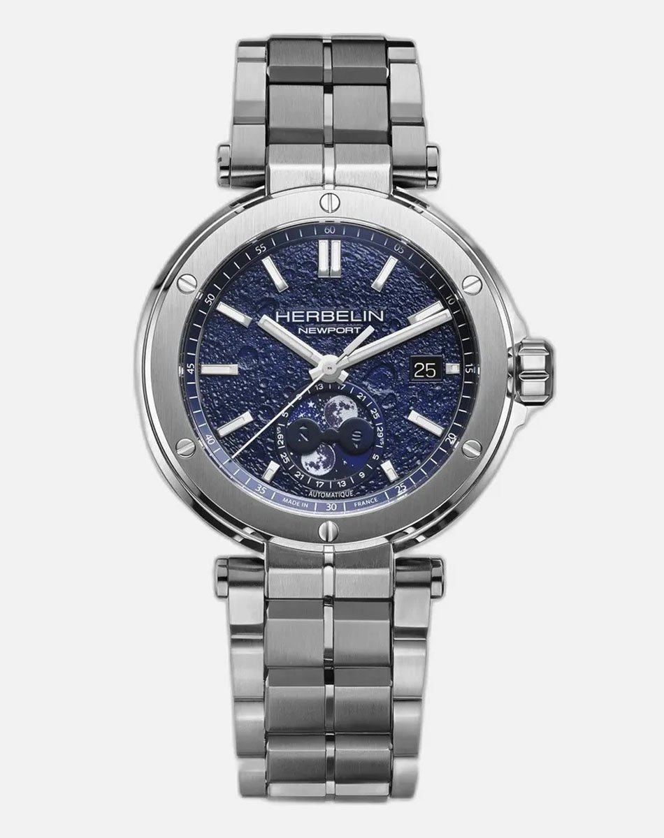 Herbelin: Newport Automatic Moonphase blau mit Stahlband