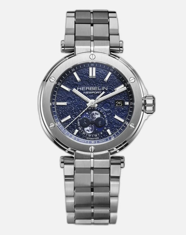 Herbelin: Newport Automatic Moonphase blau mit Stahlband