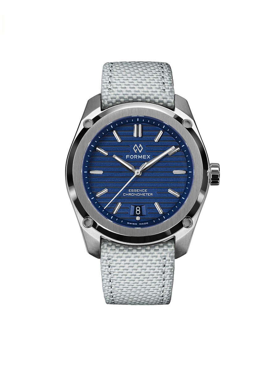 Formex Essence 39 mm Automatic COSC Blue: Frontansicht Uhr mit blauem Zifferblatt