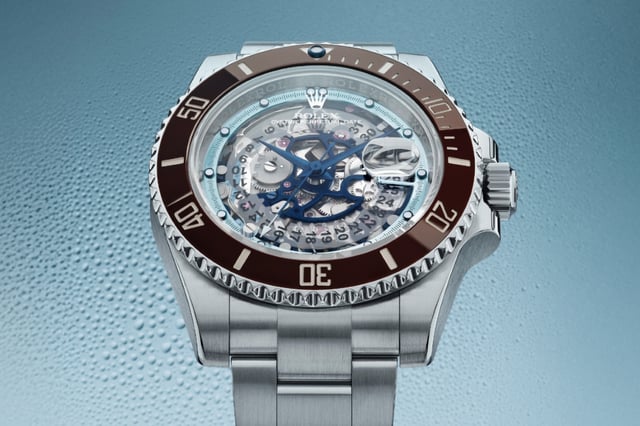 Front, Zifferblatt und Armband der Artisans De Genève Rolex Submariner „Brown Ice“