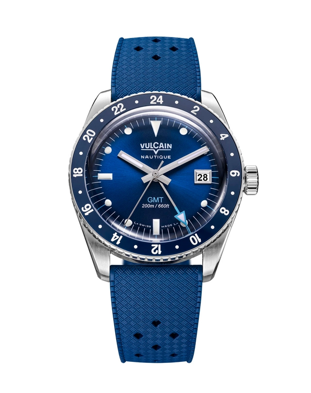 Vulcain Skindiver Nautique GMT blau von vorn
