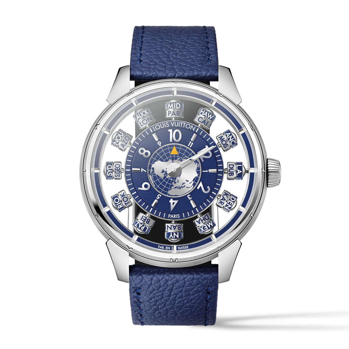 Louis Vuitton Tambour Spin Time Air Antipode – white gold, blue dial W9WG91