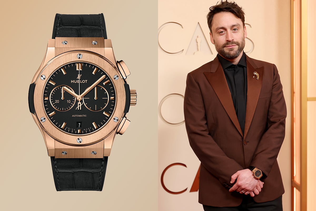 Kieran Culkin mit der Hublot Classic Fusion Chronograph King Gold 42mm 
