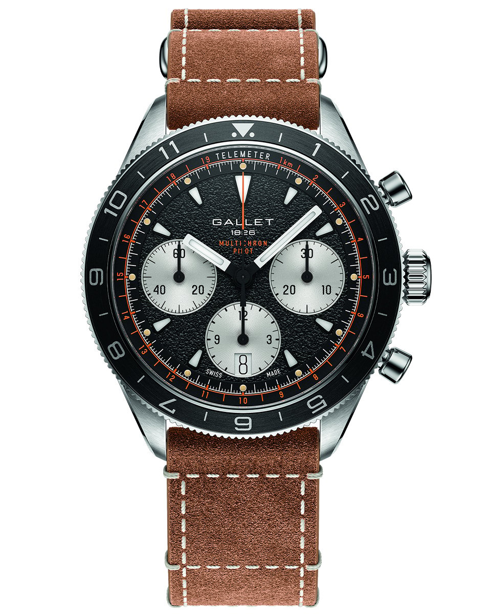 Gallet Multichron Pilot, Automatikchronograph aus Edelstahl