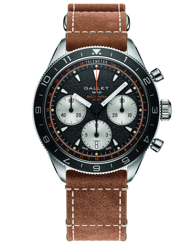 Gallet Multichron Pilot, Automatikchronograph aus Edelstahl