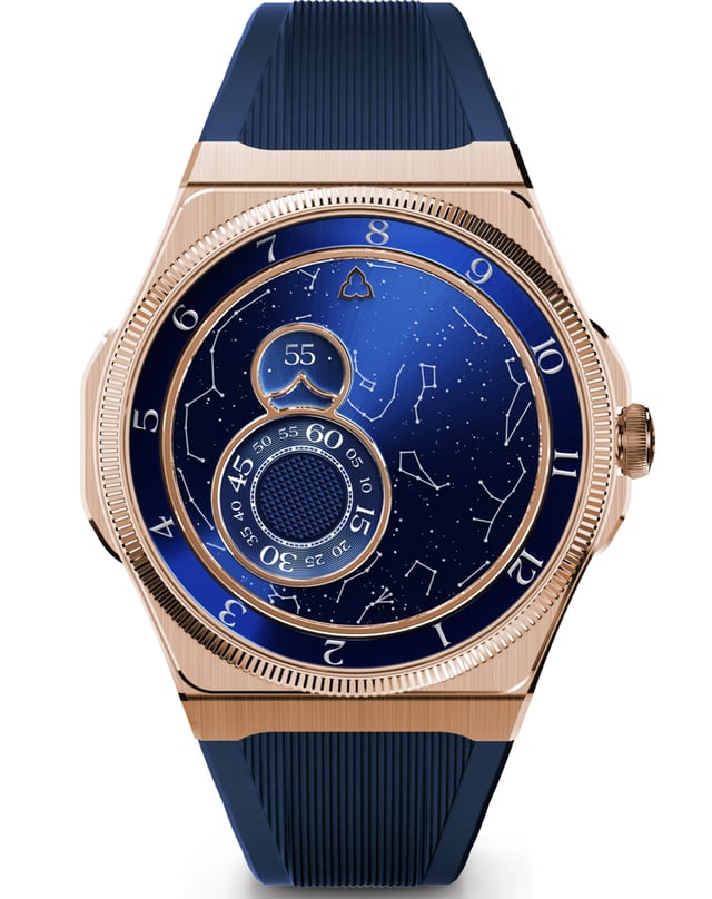 Trilobe – Trente-Deux, Golduhr mit Automatikwerk und ungewöhnlicher Zeitanzeige