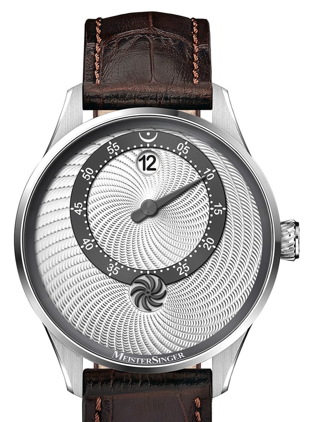 Meistersinger Panthero Jumping Hour, Ref. PTJHG901, Zifferblatt guillochiert, Frontansicht Uhr