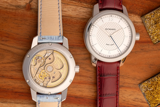 Zeitwinkel – 082°, elegante Automatikuhr mit Manufakturkaliber und Lederband