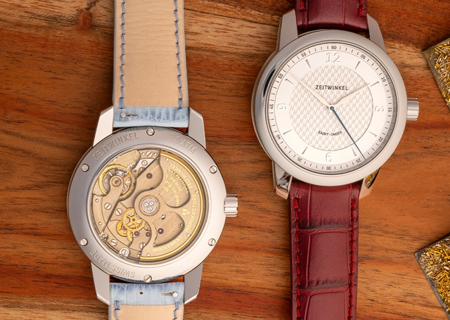 Zeitwinkel – 082°, elegante Automatikuhr mit Manufakturkaliber und Lederband