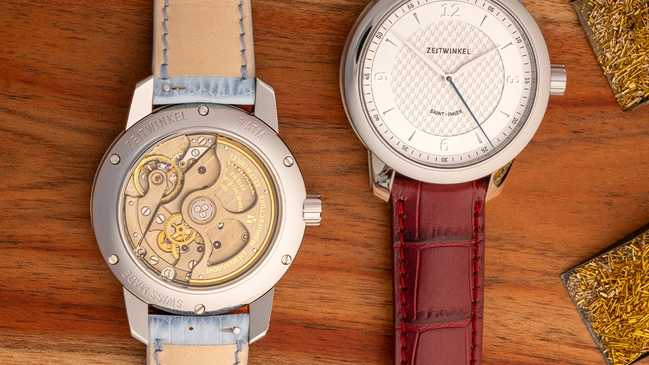 Zeitwinkel – 082°, elegante Automatikuhr mit Manufakturkaliber und Lederband