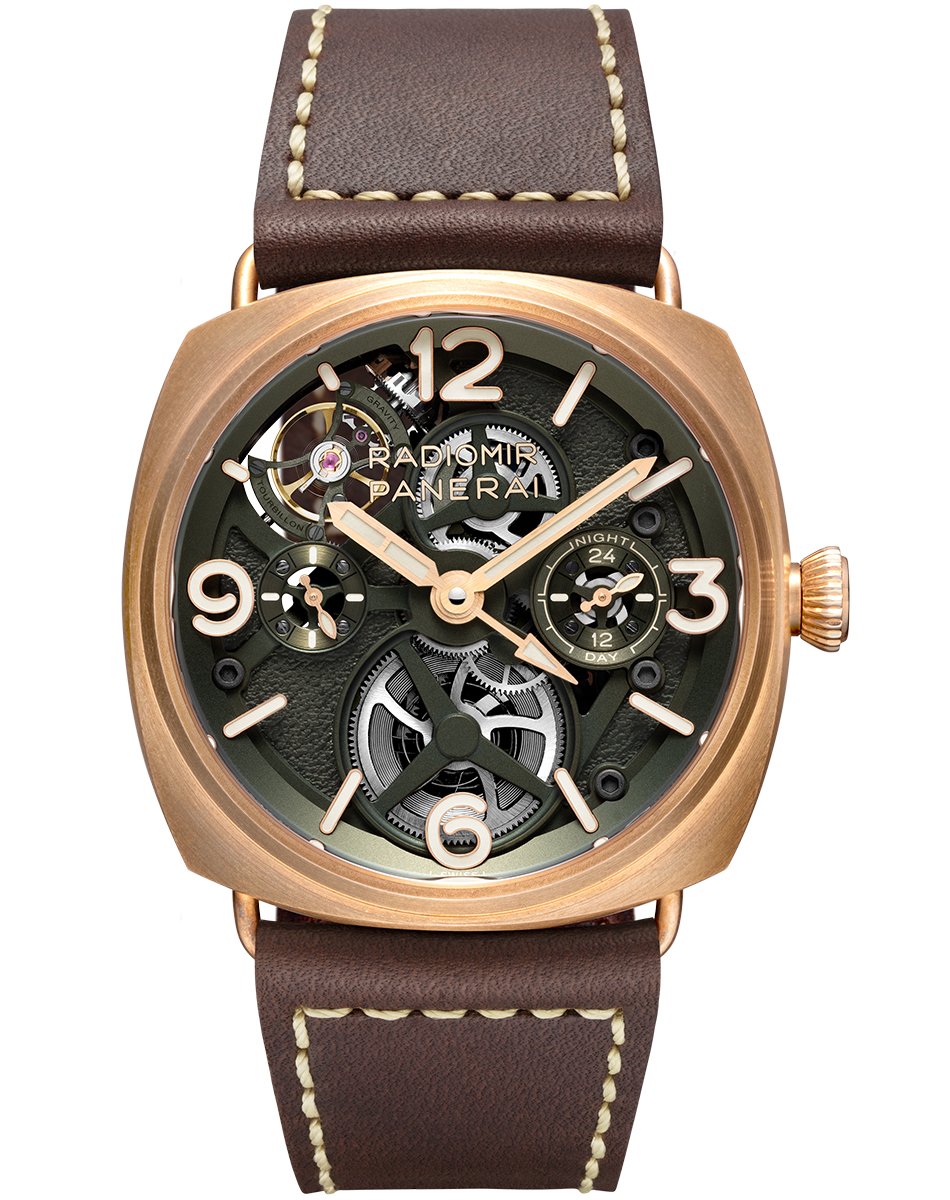 Panerai Radiomir Tourbillon GMT Bronzo PAM01284, skelettierte Bronzeuhr