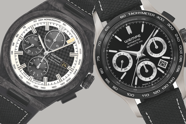 Der Wempe Iron Walker Chrono XL Carbon Model 24h Nürburgring Edition und der Zeitmeister Chrono 42 von vorne