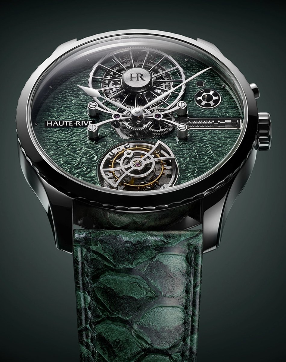 Haute-Rive Honoris „Lagoverde“, Armbanduhr mit sichtbarer Mechanik und Lederband