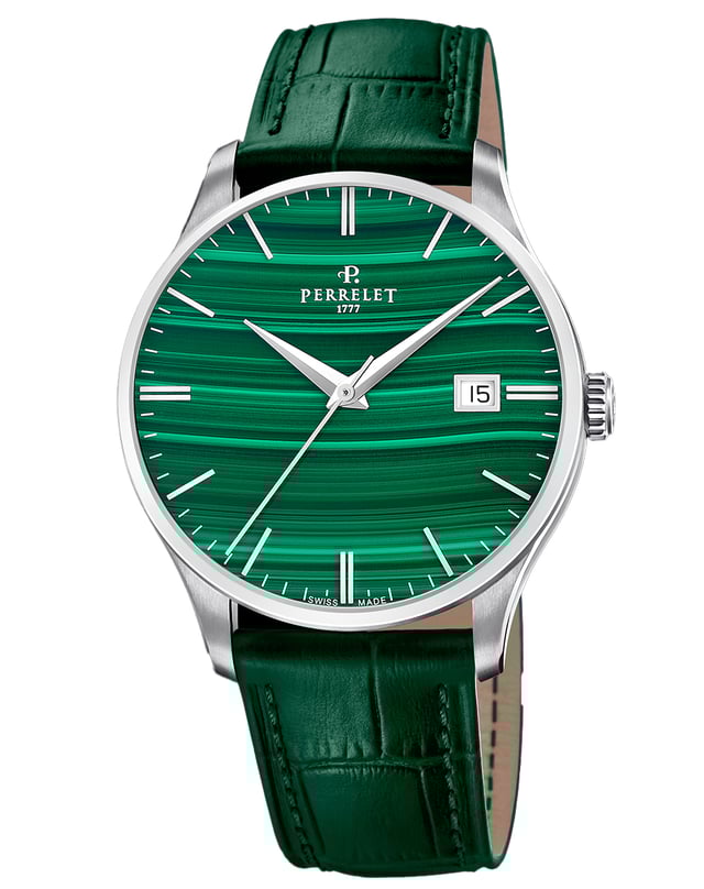 Perrelet Weekend Malachite, elegante Uhr mit Steinzifferblatt