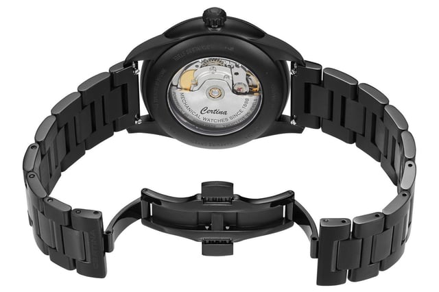 Certina DS-1 Big Date mattschwarz Boden und Schließe
