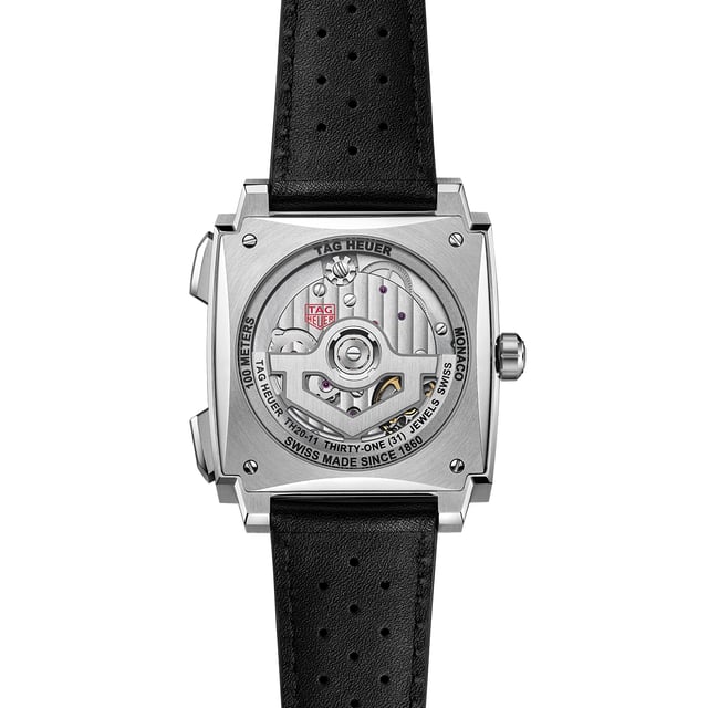 TAG Heuer Monaco Chronograph mit Blick auf das Kaliber TH20-11