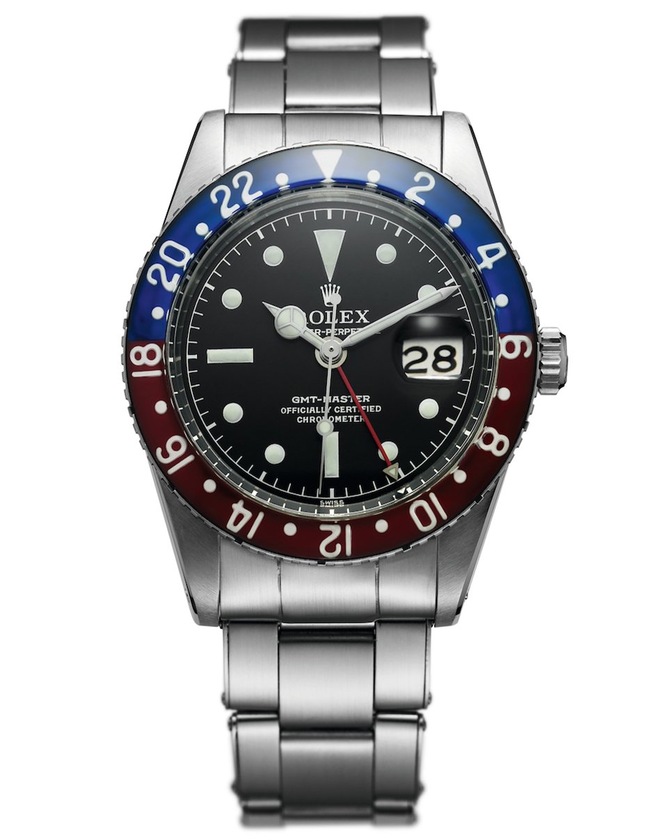 Erste GMT-Master von Rolex, Luxussportuhr aus Edelstahl mit mechanischem Werk