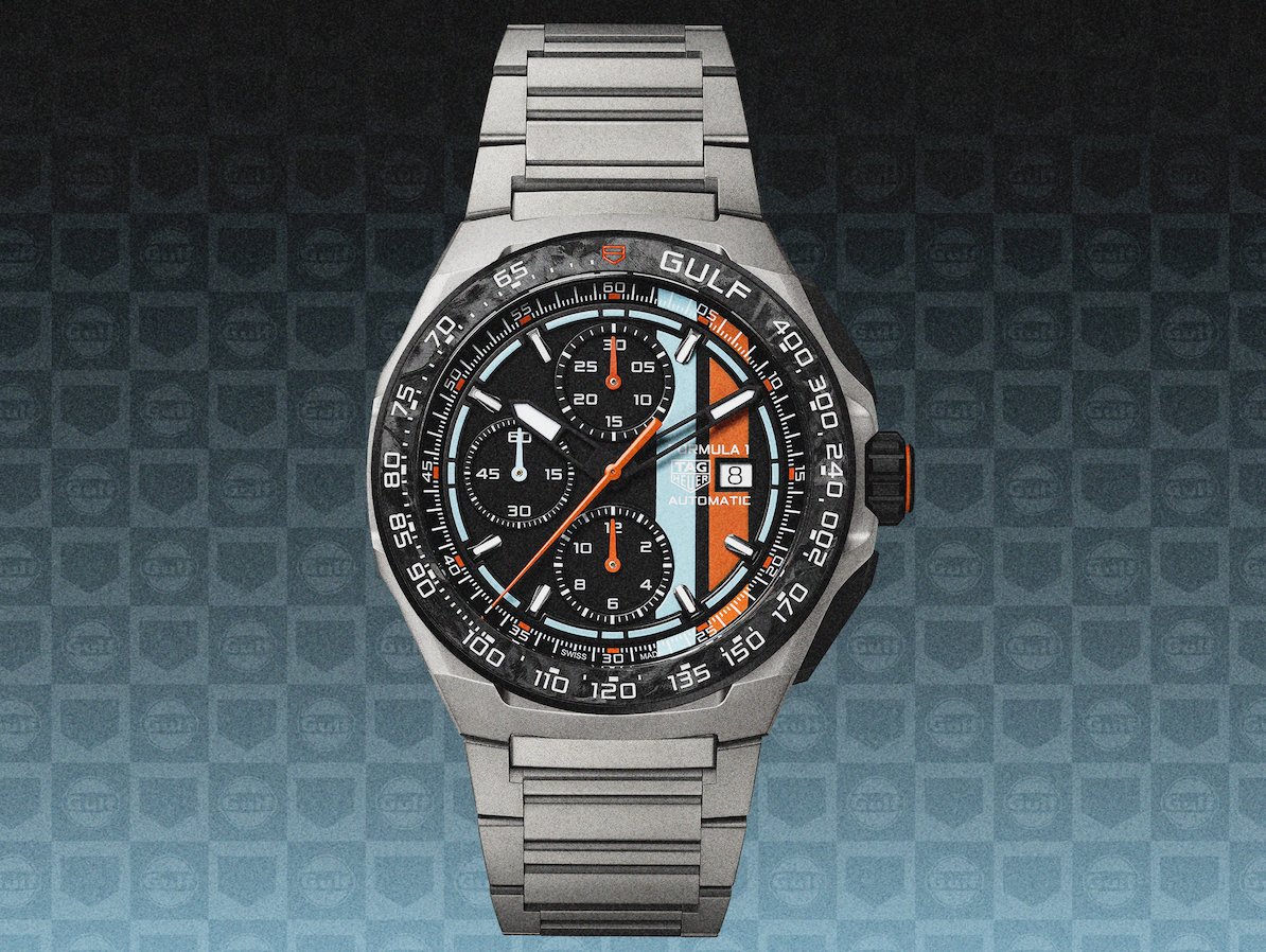 Fronansicht des TAG Heuer Formula 1 Automatic Chronograph x Gulf