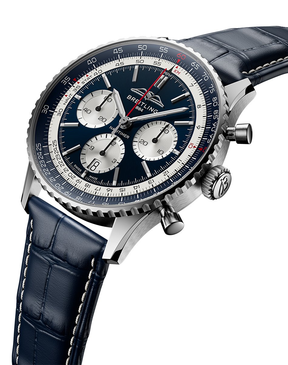 Breitling Navitimer B01 Chronograph 43 Tribute to Concorde, Automatik-Chronoraph mit Lederband und zweifarbigem Zifferblatt