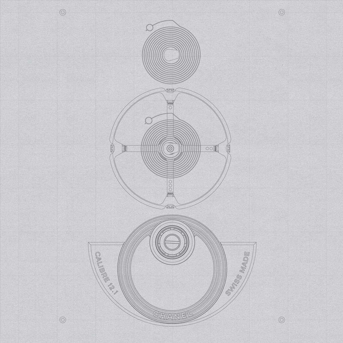 Zeichnung des Chanel Kalibers 12.1