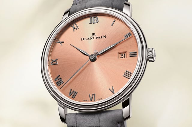 Blancpain Villeret Ultraplate 38 mm in Stahl mit lachsfarbenem Zifferblatt