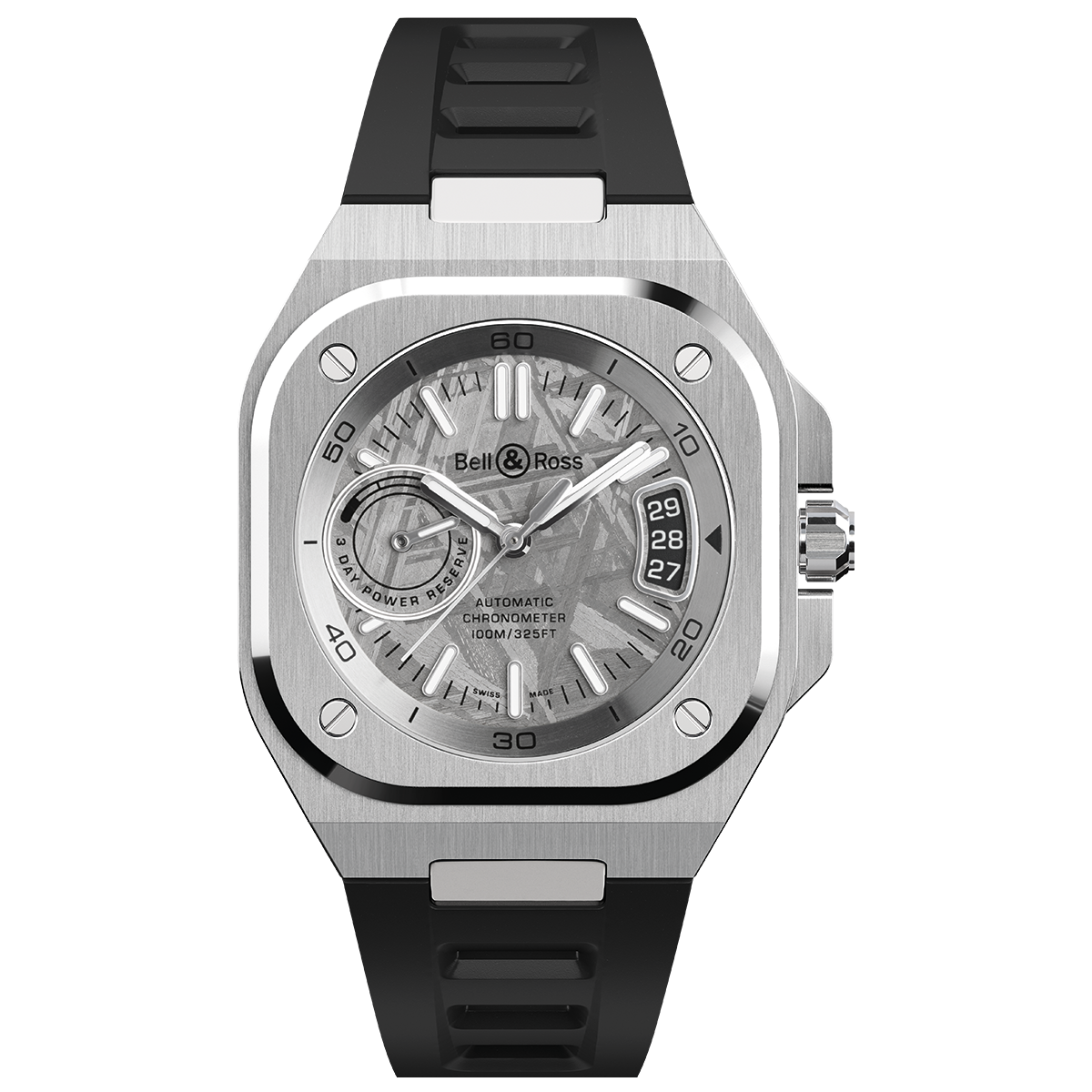 Bell & Ross BR-X5 Meteorite, Uhr mit Kautschukband und Meteoritzifferblatt