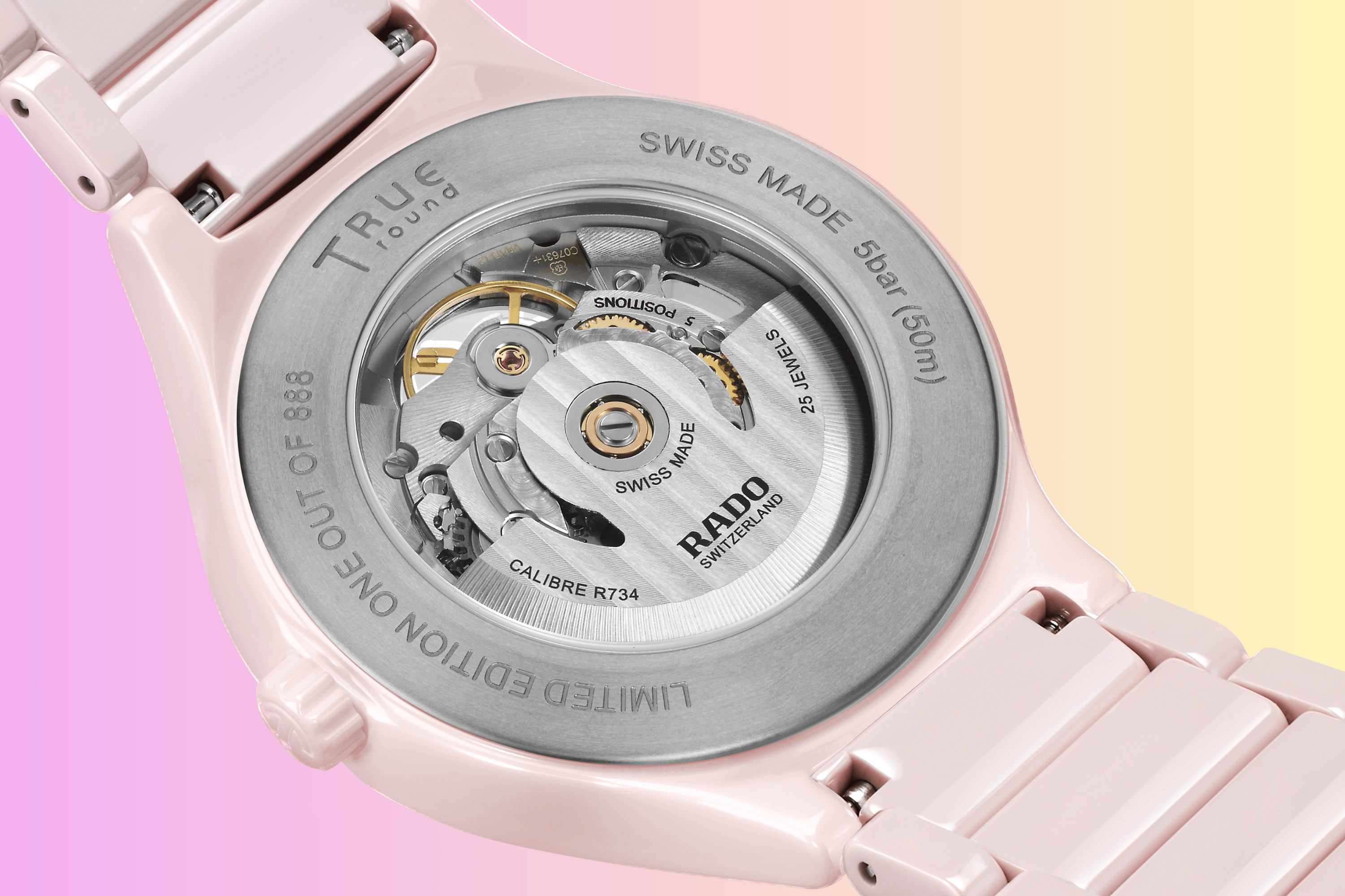 Die Rückseite der Rado True Round Open Heart Limited Edition