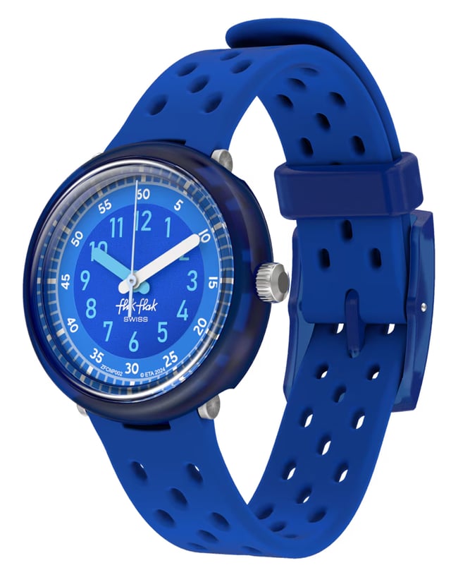 Swatch Flik Flak Fizz in Blue, blaue Plastikuhr mit Quarzwerk