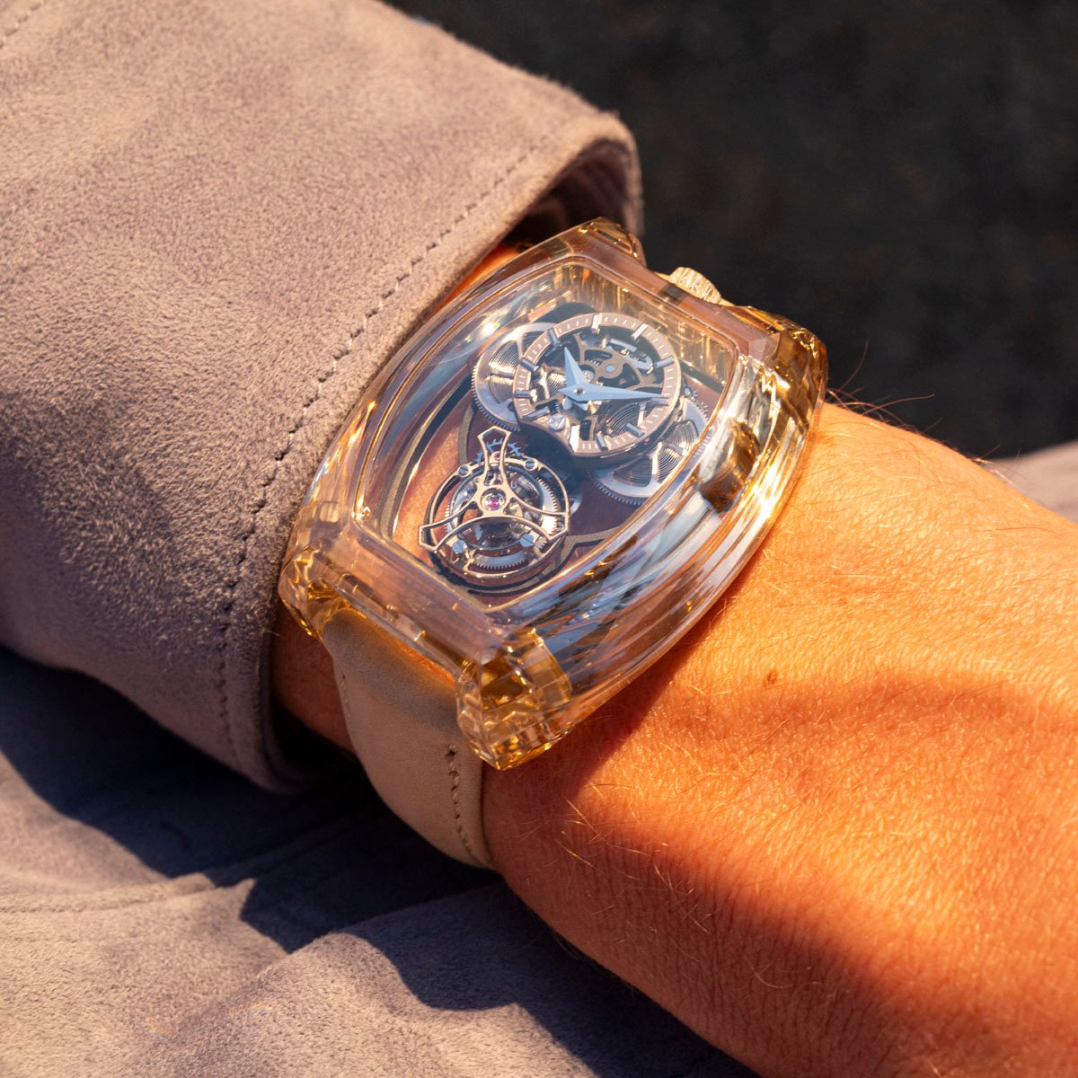 Artya: Purity Moissanite Curvy Tourbillon Wristshot