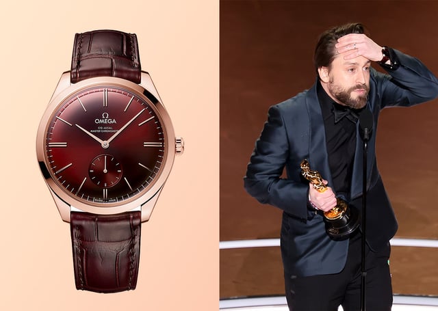 Kieran Culkin x Omega De Ville Trésor in Burgunderrot