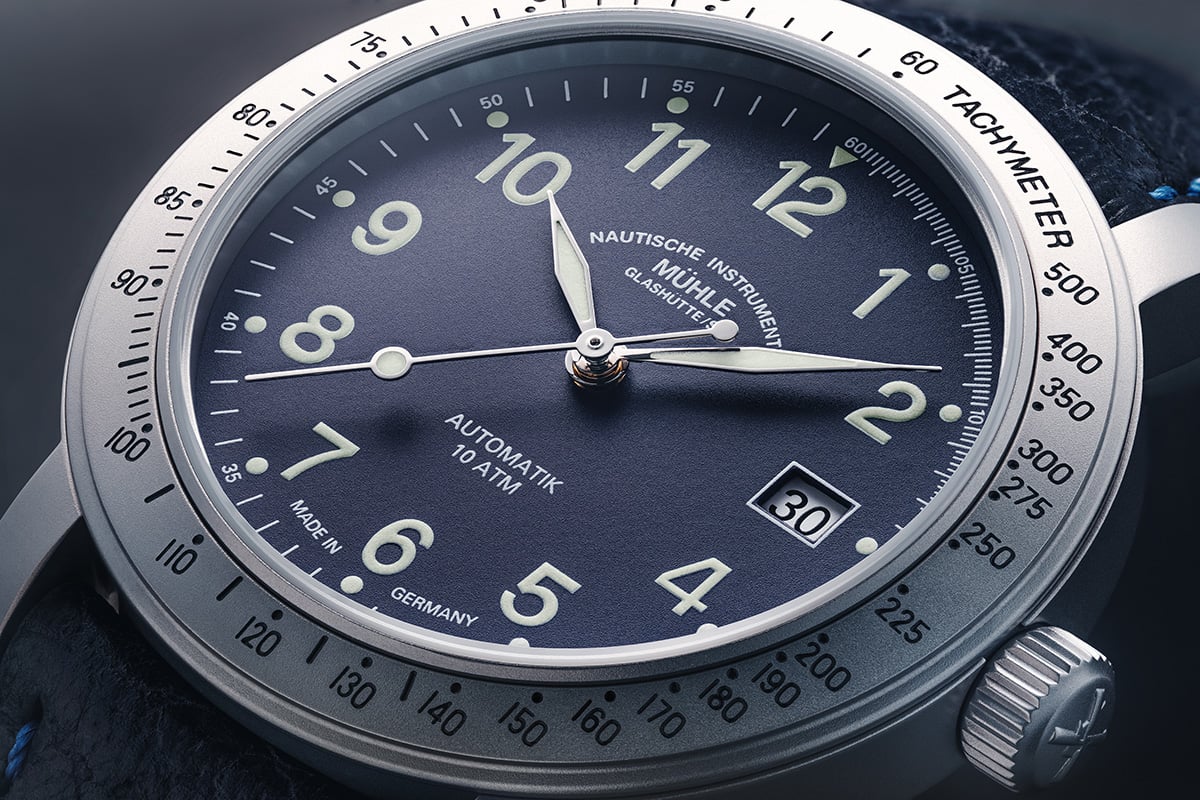 Mühle-Glashütte Marinefliegeruhr-I Edition 2026: Zifferblattdetailansicht