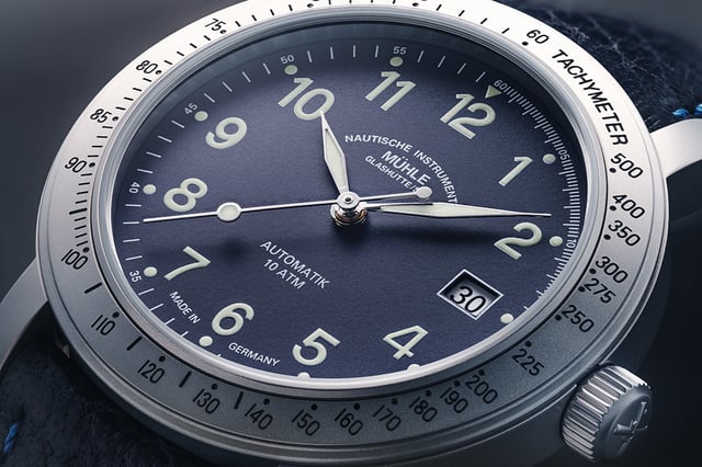 Mühle-Glashütte Marinefliegeruhr-I Edition 2026: Zifferblattdetailansicht